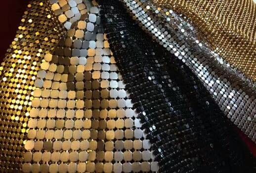 Bag Garment Metallic Sequin Gold Aluminium Wire Net Mesh Fabric