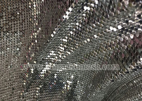 Colorful 3mm Sequin Mesh Fabric Aluminum Garment Silver Metallic Mesh For Bag