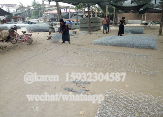 Twist Weaving  Galvanized Wire Gabion Basket Retaining Wall 80x100mm