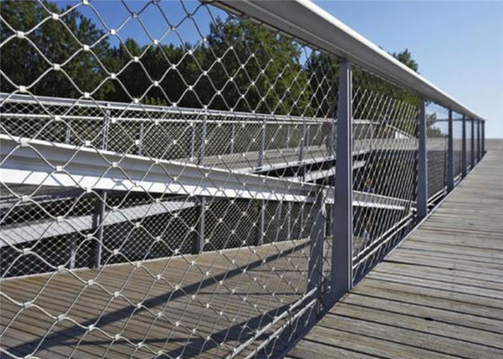 Anti - Corrosive SS316 Wire Rope Mesh Fence / Wire Cable Mesh High Strength