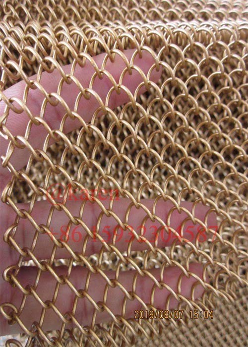 Woven Metal Coil Drapery / Decorative Woven Wire Mesh Chain Link Curtain