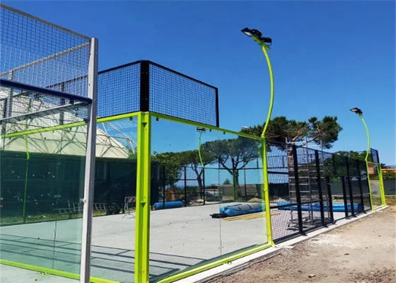66Ft By 33 Ft Competition Paddle Tennis Court for Outdoor Use Custom Panoramic Model with Steel and Glass Materials