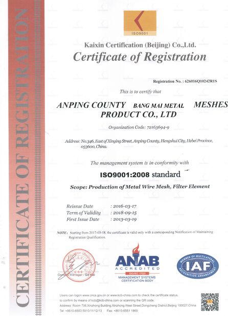 Porcelana ANPING RUIBEI METAL MESH FACTORY certificaciones